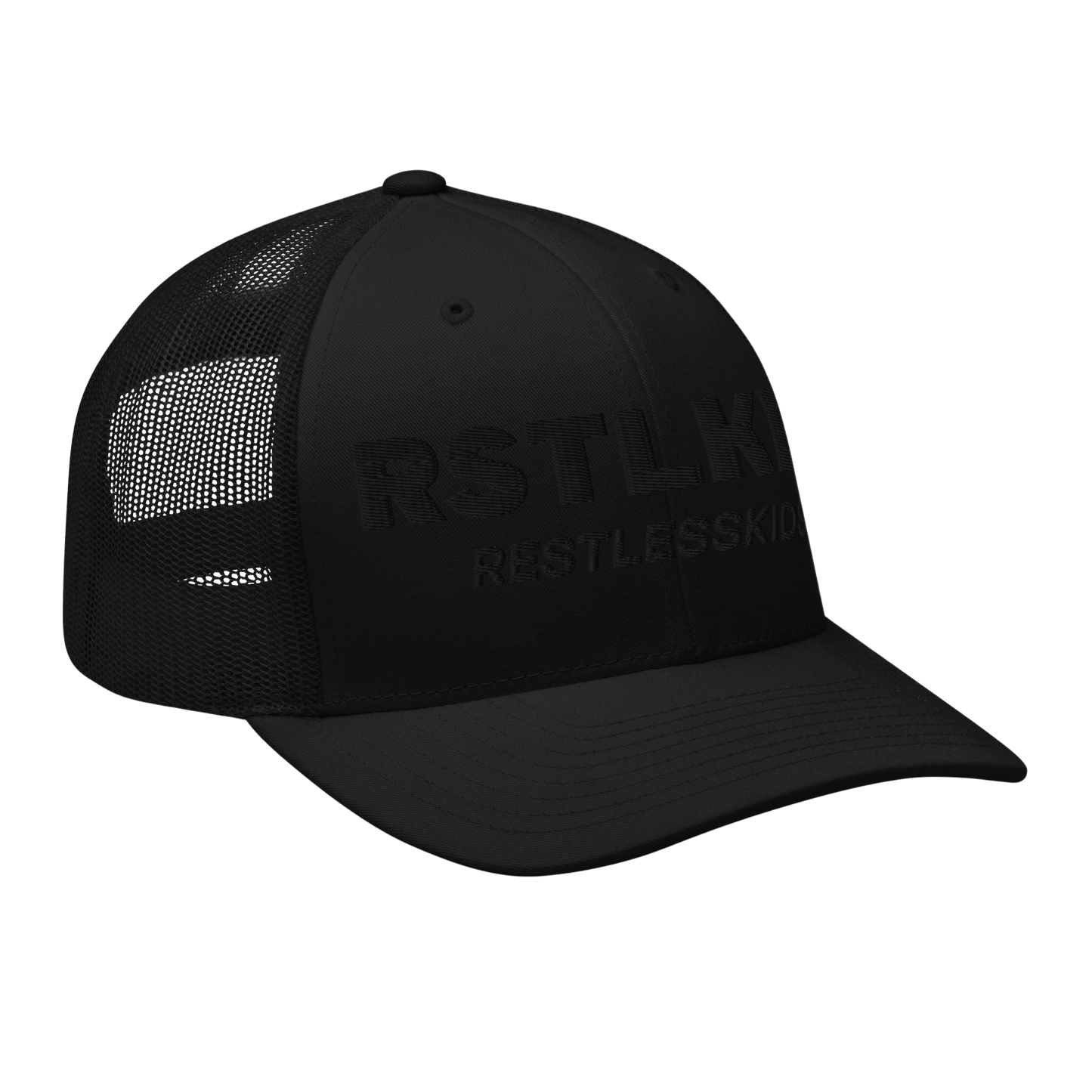 3D EMBROIDERED TRUCKER CAP — BLACK by RestlessKids