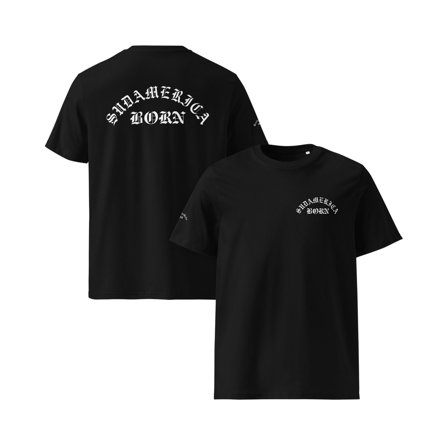 SUDAMERICA BORN — BLACK ESSENTIAL TEE