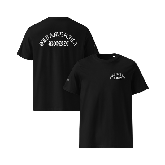 SUDAMERICA BORN — BLACK ESSENTIAL TEE